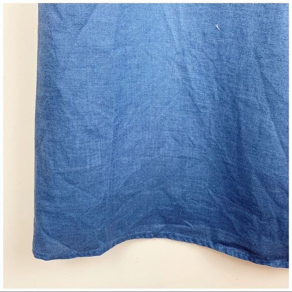 Gordon Smith Blue and White Linen Sleeveless Color-block Sheath Dress Sz 10 - Picture 8 of 15